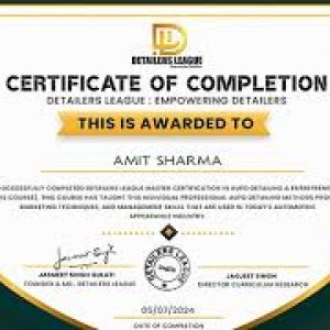 Automotive Detailing Excellence Certificate